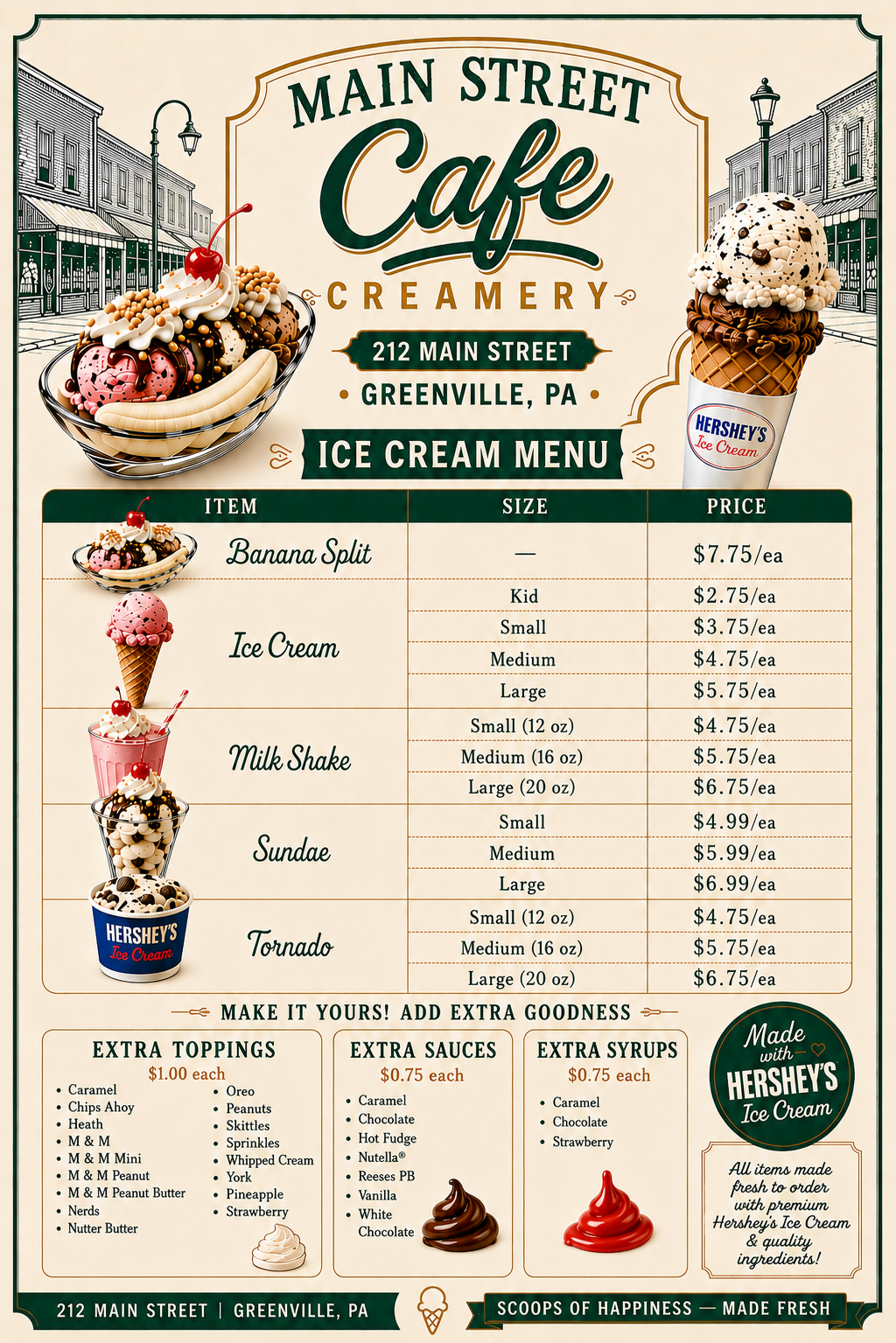 Ice Cream Menu